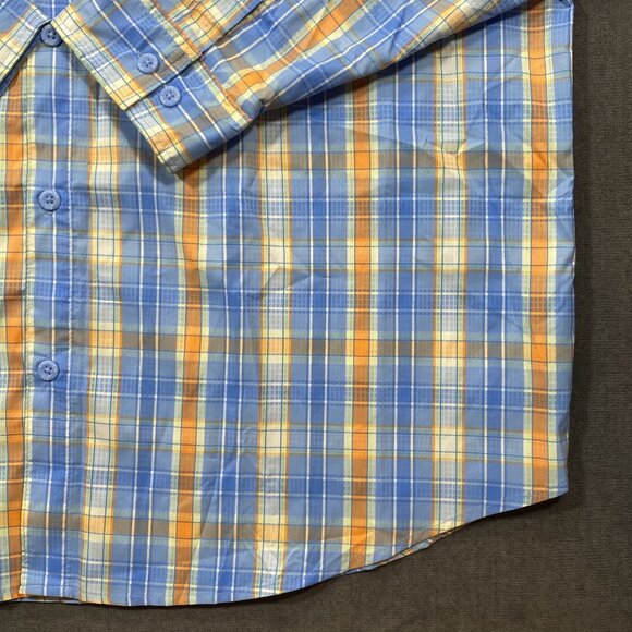 Columbia Mens XL Blue Orange Plaid Long Sleeve Button-Up Shirt Vented Fishing - Picture 7 of 15